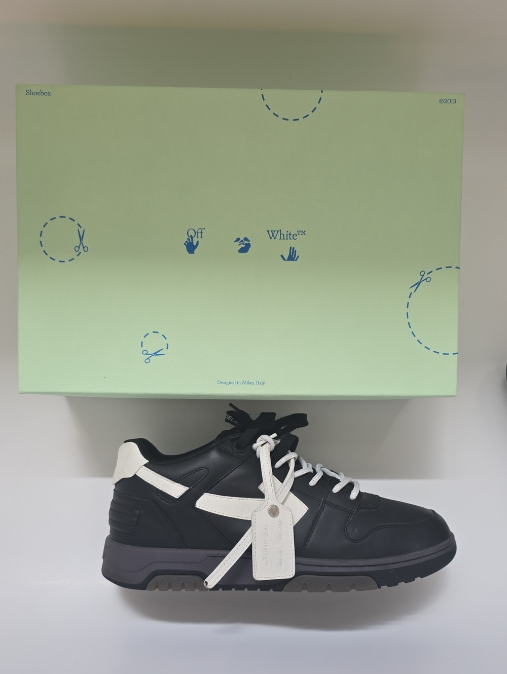 Off-White Out of Office Black and White Low-Top Leather Sneaker